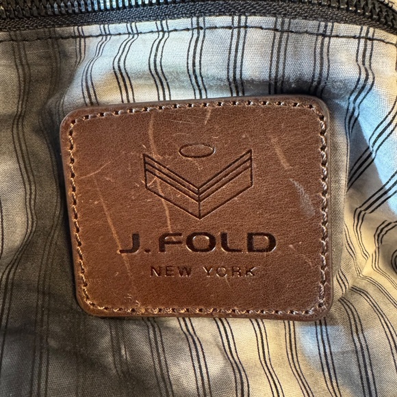 J. Fold Roadster Duffel Bag Blue Canvas Brown & Leather (Authentic Pre-Owned) - Picture 8 of 15